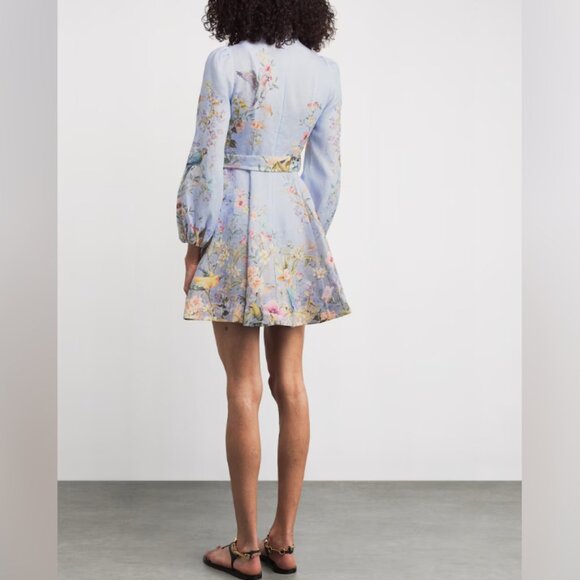 NWOT ！Zimmermann Linen Rebellion Floral Mini Dress- Size 0/US4 - Picture 2 of 10